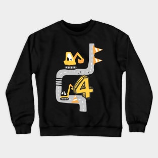 4th birthday four year old excavator birthday gift Crewneck Sweatshirt